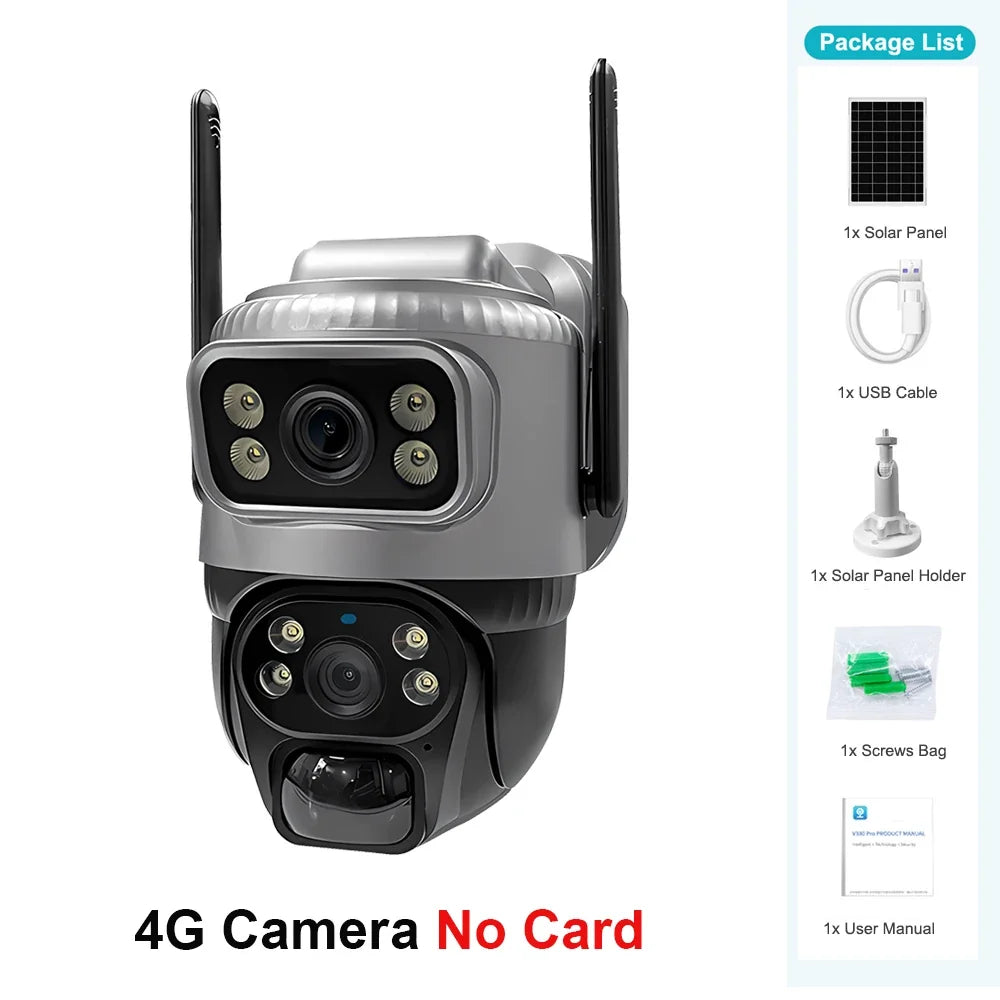 Caméra De Surveillance Solaire 4G Double Objectif 8MP